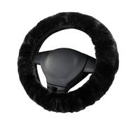 Housse de volant de voiture en peluche, housse de volant d'hiver universelle, couverture de volant télescopique chaude douce confortable et antidérapante, noir, 37-38 cm