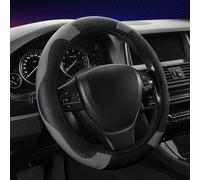 Housse de volant de voiture extensible antidérapante en fibre de carbone, universelle, convient à la plupart des véhicules, prise en main confortable en cuir synthétique avec mise à niveau élégante