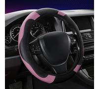 Housse de volant de voiture extensible antidérapante en fibre de carbone, universelle, convient à la plupart des véhicules, prise en main confortable en cuir synthétique avec mise à niveau élégante