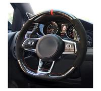 Housse de Volant de Voiture Housse Volant en Suédine Noire Souple Cousue Main en Fibre Carbone pour VW pour Golf 7 pour Mk7 pour Passat B8 Housse de Volant Voiture(B)
