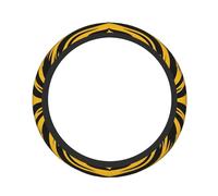 Housse de volant de voiture jaune moutarde et noire pour homme et femme - Protection élastique antidérapante et respirante en soie glacée - Universelle de 38,1 cm - Convient aux voitures, SUV, camions