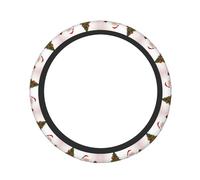 Housse de volant de voiture motif Père Noël, arbre de Noël, pour homme et femme, élastique, antidérapante, respirante, en soie glacée, universelle, 38,1 cm, convient aux voitures, SUV, camions