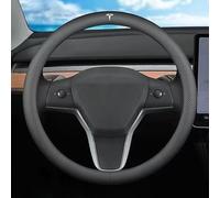 Housse de Volant de Voiture pour Tesla Model Y I 2020-2025, Couvre Protégé Volant Antidérapant Protecteur Accessoires Auto Decoration Interieur,Round Shape