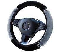 Housse de volant de voiture universelle à paillettes bling-bling en peluche - Protection d'hiver chaude - Antidérapante - Télescope - Accessoire de décoration de voiture - Pour femme - Gris