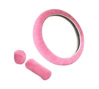 Housse de volant de voiture universelle antidérapante en peluche douce pour l'hiver - Rose 1 lot/3 pièces