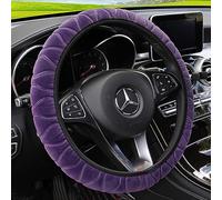 Housse de Volant de Voiture Universelle Caches de Volant Moelleuse Élastique Peluche Couvre Volant Chaud D’Hiver Couverture Protecteur de Véhicule, Accessoires de Voiture Fit pour Volant de 37-39cm