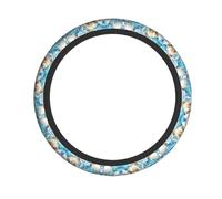 Housse de volant élastique YYHWHJDE océan, mer, plage, coquillages, étoile de mer, image bleue, antidérapante, durable, s'adapte à la plupart des véhicules