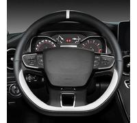 Housse de Volant en Cuir pour Dacia Duster 2018-2023, Couvre Volant Voiture Protege Volants Antidérapant Respirant Intérieur Accessoires,I/White