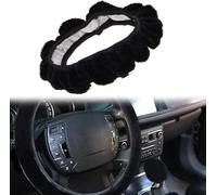 Housse de Volant en Peluche Douce Antidérapante, Couverture de Volant de Voiture, Couvre Volants Voiture Fluffy, Housse Volants Voitures en Fourrure, Adapté pour Voitures, Camions, SUV, Noir