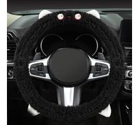 Housse de volant en peluche pour voiture - Fibre synthétique antidérapante et chaude - Motif ours mignon - Compatible avec les volants de 38 cm