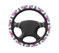 Housse de volant extensible universelle pour voiture Motif pensées traditionnelles Rose fluo 38,1 cm, antidérapant, respirant pour SUV, camions
