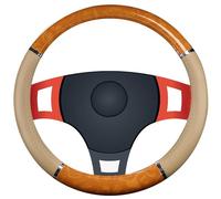 Housse de volant - Housse de volant de voiture en cuir artificiel à grain de bois | Couvre-talon de direction automatique de 15 pouces pour femmes et hommes, accessoires de voiture pour SUV camion Van