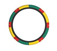 Housse de volant imprimée drapeau du Cameroun - 38,1 cm - Convient pour voitures, camions et camionnettes