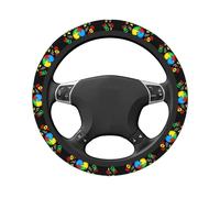 Housse de Volant imprimée « J’Aime avec l’autisme », Mignonne et élastique, 38 cm (15 Pouces), Universelle, Accessoire de Voiture pour Femmes et Hommes, antidérapante et Lavable.