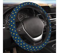 Housse de volant motif canards jaunes avec jouets de fête prénatale sur fond bleu universelle de 38,1 cm en néoprène antidérapant