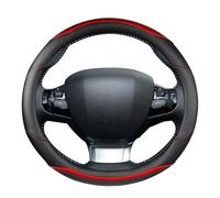 Housse De Volant pour Peugeot 308 2014-2020 II T9 SW CC Housse Volant Voiture Fibre Carbone + Accessoires D'intérieur Cuir PU Housse de Volant en Cuir(Rouge)