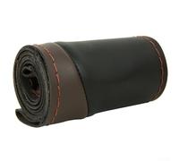 Housse de volant pour roues de 38 cm fabriquée en cuir microfibre et coutures à faire soi-même pour protéger de l'usure et améliorer l'adhérence du volant (café)