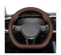 Housse De Volant Ronde en Forme De D en Cuir Microfibre pour VW pour Polo pour Golf 4 5 6 7 Up pour Gol pour Passat B8 B7 Couvre Volant Voiture(Punch Coffee D)