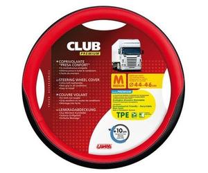 Housse De Volant Rouge Noir Camion Caravan CLUB En Simili Cuir Taille S 42 44 Cm