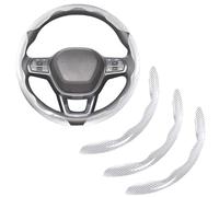 Housse de Volant Segmentée pour Alpine A110 Pure 2017-2026, Protecteur Antidérapant Fibre de Carbone Automobiles Protection Poignée Inodore, Accessoires Intérieurs,White- 3PCS