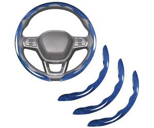 Housse de Volant Segmentée pour Alpine A110 Pure 2017-2026, Protecteur Antidérapant Fibre de Carbone Automobiles Protection Poignée Inodore, Accessoires Intérieurs, Blue- 3PCS