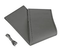 Couvre Volant Standard L 37-39Cm Gris En Cuir Naturel Avec Aiguille Et Fil Auto