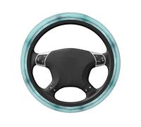 Housse de Volant Turquoise à Motif Bois, Mignonne et élastique, 38 cm (15 Pouces), Universelle, Accessoire de Voiture pour Femmes et Hommes, antidérapante et Lavable.