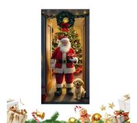 Housse décorative de porte de Noël 89 x 180 cm Rideau 2D Cartoon Chien Père | Housse de Porte d'Entrée pour Décoration de Fêtes d'Hiver, Cuisine, Porche, Mur, Fête, Extérieur, Maison, Verre,