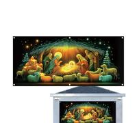 Housse Décorative de Porte d'Entrée pour Noël | Toile De Fluorescente Grande Scène Religieuse De Jésus | Décoration de Noël pour Porche avec Panneau et Bannière - pour Fête Hiver Ferme Porche Nouvel A
