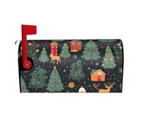 Housse décorative imperméable pour boîte aux lettres de Noël avec motif Père Noël et cerf de Noël, jolie décoration festive pour la maison