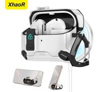 Housse d'écouteurs avec verrouillage de sécurité, pour Samsung Galaxy Buds 3/Buds3 Pro, avec étui de protection MagSafe, Kit de nettoyage de porte-clés, support de téléphone Outil blanc
