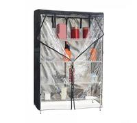 Housse d'étagère robuste en fil Oxford 210D étanche à la poussière avec fenêtre en PVC transparent, double fermeture éclair pour accès pour garage, sous-sol, cuisine, étagère de rangement, noir (91,4