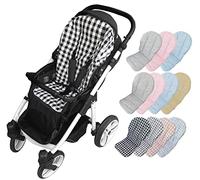 Housse d'été pour poussette - Coton - Matelas Fraîcheur Universel Chariot - Marque Vizaro (Noir/carreaux Vichy - Coton Premium 100 %)