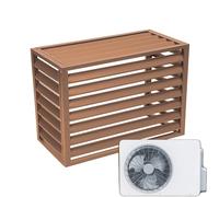 Housse d'extérieur pour mini unité de climatisation divisée - Boîtier à condensateur ive avec motif grain de bois, sans haut, persienne en amande, dimensions 100 x 50 x 70 (1,5 P) - Résistant aux