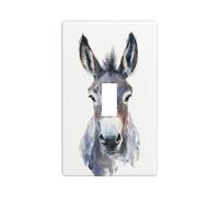 Housse d'interrupteur à bascule simple décorative à l'aquarelle fantaisiste adorable âne pour cuisine, ferme, chambre à coucher, salle de bain