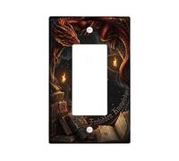 Housse d'interrupteur à bascule simple Dragon - Chaînes de livres gothiques en plastique rouge - Taille standard - Pour chambre à coucher, salle de bain, cuisine, entrée