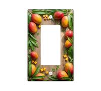 Housse d'interrupteur à bascule simple en forme de mangue - Feuilles tropicales naturelles - En plastique vert d'été - Taille standard - Pour maison, salon, chambre à coucher, salle de bain