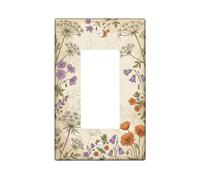 Housse d'interrupteur à bascule simple motif floral vintage lavande coquelicot printemps beige plastique taille standard plaque décorative pour maison, salon, chambre à coucher, salle de bain