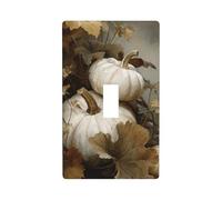 Housse d'interrupteur à bascule simple pour cuisine, ferme, chambre à coucher, salle de bain - Citrouilles blanches et feuilles d'automne