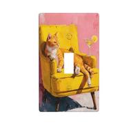 Housse d'interrupteur à bascule simple pour cuisine, ferme, chambre à coucher, salle de bain - Motif chat qui se prélasse sur fauteuil jaune