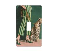 Housse d'interrupteur à bascule simple pour cuisine, ferme, chambre à coucher, salle de bain - Motif femme et léopard