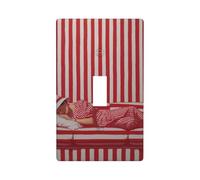 Housse d'interrupteur à bascule simple pour cuisine, ferme, chambre à coucher, salle de bain - Rayures rouges et blanches - Motif femme sur le canapé
