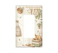 Housse d'interrupteur à bascule simple pour salle de bain - Motif girafe - Style rustique - Sans bulles - En plastique beige - Taille standard - Pour nouvel appartement, maison, chambre à coucher