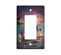 Housse d'interrupteur à bascule simple sirène pour salle de bain - Coquille de bougie tropicale romantique - En plastique bleu d'été - Taille standard - Plaques murales décoratives pour nouvel