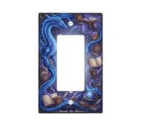 Housse d'interrupteur à bascule unique Dragon - Livres fantaisistes - Globe d'automne - En plastique - Taille standard - Décoration pour chambre à coucher, salle de bain, cuisine, entrée