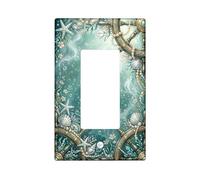 Housse d'interrupteur à bascule unique en forme d'étoile de mer pour salle de bain, coquillages côtiers, corail d'été, bleu sarcelle, taille standard, décoration pour la maison, le salon, nouvel