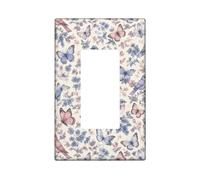 Housse d'interrupteur à bascule unique, motif floral, nature, papillons, fleurs, printemps bleu, taille standard, accents muraux pour salon, chambre à coucher, décoration de bureau