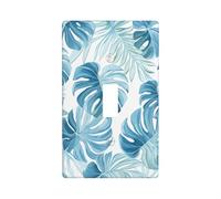 Housse d'interrupteur à bascule unique pour cuisine, ferme, chambre à coucher, salle de bain - Motif feuilles de monstera bleues