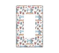 Housse d'interrupteur à bascule unique pour machine à coudre - Bobines de ciseaux fantaisistes - Sans plastique bleu - Taille standard - Plaques murales décoratives pour chambre à coucher, salle de