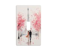 Housse d'interrupteur aquarelle romantique Paris au printemps - Plaque murale décorative simple pour cuisine, ferme, chambre à coucher, salle de bain